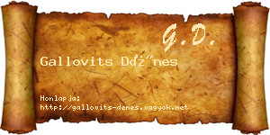 Gallovits Dénes névjegykártya